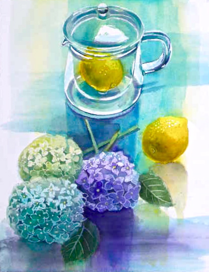 紫陽花とレモン