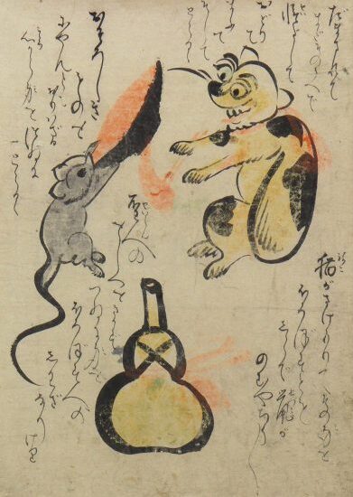 大津絵　猫と鼠